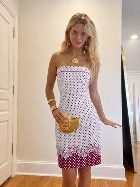 Y2K Polka Dot Mini Tube Dress Size Medium Sleeveless Party Club (m)